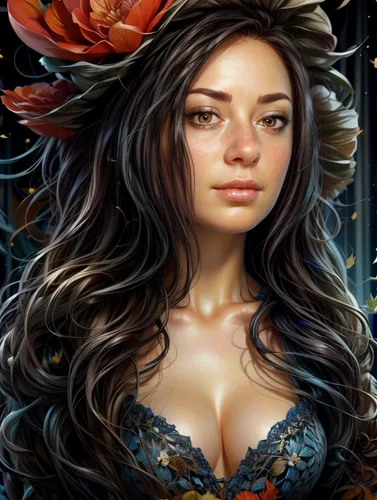 fantasy portrait,fantasy art,rosa ' amber cover,fantasy picture,fantasy woman,tiger lily,beautiful girl with flowers,vanessa (butterfly),faerie,elven flower,faery,mystical portrait of a girl,rosa 'the fairy,portrait background,girl in flowers,sorceress,the enchantress,romantic portrait,fairy tale character,wild roses