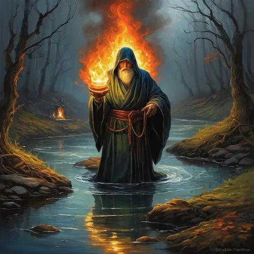 sorcerer,kupala,samhain,witchfire,spellcasting,sorceror,fire artist,raistlin,pyromaniac,karakas,beltane,imbolc,fire master,conjurer,norns,prospal,spellcaster,necromancer,pyrokinesis,burning torch,Illustration,Paper based,Paper Based 11