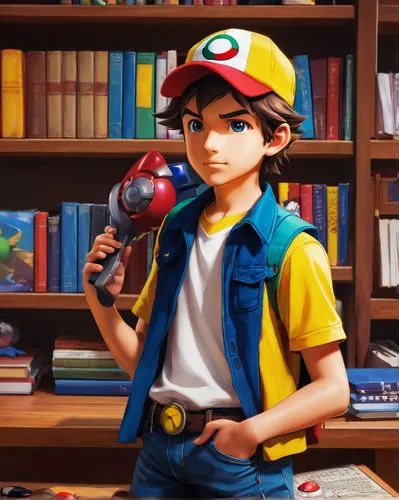 pokeball,book store,pokémon,library book,bookworm,pokemon,cg artwork,bookstore,nintendo,child with a book,ash wednesday,game figure,kid hero,bookshelf,gamecube,books,3d figure,game illustration,bookcase,scholar,Art,Classical Oil Painting,Classical Oil Painting 08