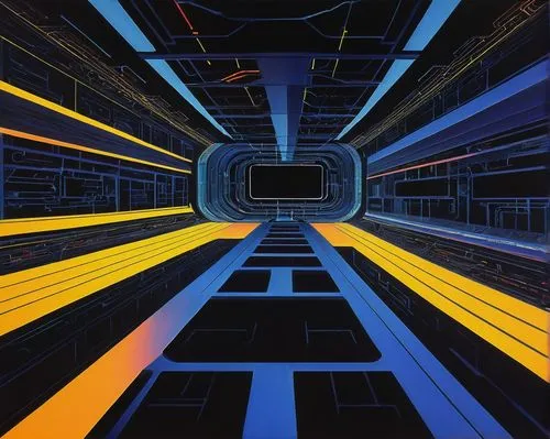 hyperspace,tron,cyberview,mainframes,vanishing point,tevatron,tunneling,cyberscene,light track,tunel,tunnelers,cybercity,hyperdrive,cybernet,cyberspace,spaceship interior,tunnel,collider,supercomputer,supercollider,Conceptual Art,Sci-Fi,Sci-Fi 16