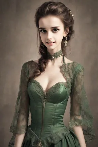 green dress,celtic queen,saria,victorian lady,princess anna,miss circassian,margairaz,noblewoman,nessarose,in green,celtic woman,irishwoman,dorthy,margaery,dirndl,greensleeves,victoriana,bjd,panabaker,circassian,Photography,Realistic