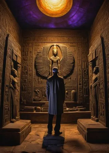 powerslave,egyptian temple,ramses ii,thoth,ancient egypt,dendera,Illustration,Realistic Fantasy,Realistic Fantasy 06