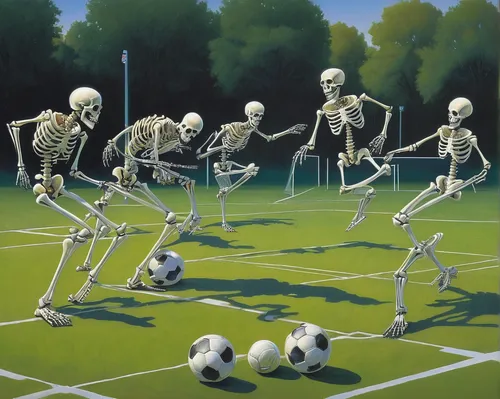 skeletons,children's soccer,skull racing,futebol de salão,dance of death,soccer,skeletal,vintage skeleton,soccer players,playing sports,danse macabre,soccer field,traditional sport,skeleltt,european football championship,soccer team,skeletal structure,uefa,footballers,playing field,Conceptual Art,Sci-Fi,Sci-Fi 15