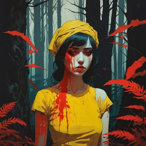 jasinski,mononoke,girl with tree,elektra,han thom,geisha,Illustration,Paper based,Paper Based 19