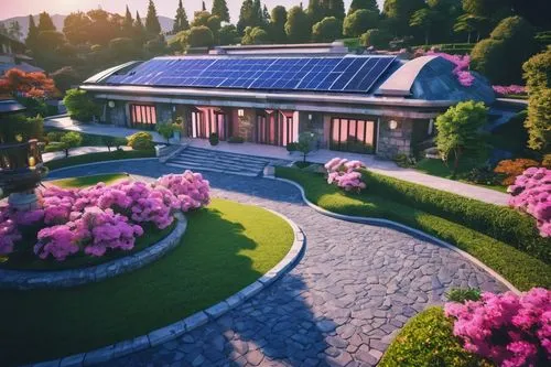 roof landscape,solar panels,mid century house,beautiful home,suburbia,solar panel,modern house,japanese zen garden,holiday villa,electrohome,ecovillages,suburban,solar modules,landscaping,solar power plant,bungalow,solar photovoltaic,greenhouse,zen garden,japan garden,Conceptual Art,Sci-Fi,Sci-Fi 27