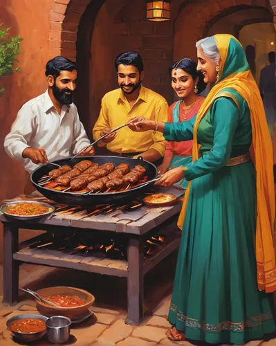 punjabi cuisine,rajasthani cuisine,shami kebab,pakistani cuisine,tandoor,maharashtrian cuisine,sindhi cuisine,tandoori,indian cuisine,traditional food,tandoori masala,desi food,chelow kabab,indian art,iranian cuisine,indian culture,eid-al-adha,khokhloma painting,karahi,gosht,Illustration,Retro,Retro 09