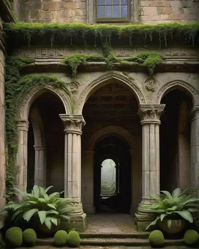 cloister,cloisters,doorways,archways,brympton,doorway,tyntesfield,batsford,sudeley,entrances,entranceway,entranceways,heale,harlaxton,courtyards,passageways,alcove,hidcote,highclere castle,stourhead,Illustration,Retro,Retro 07