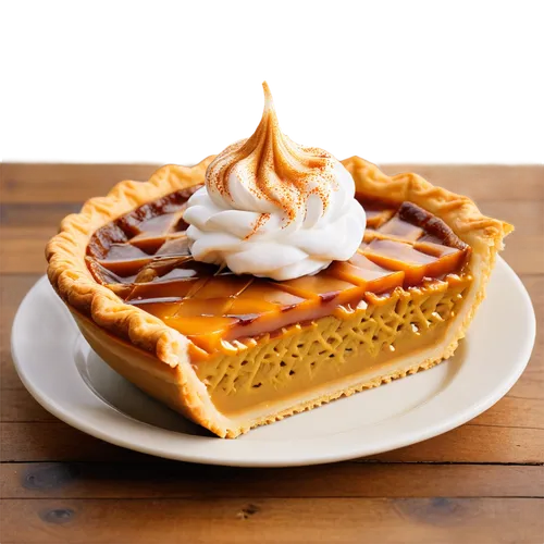 Pumpkin pie, golden crust, lattice pattern, sweet aroma, steam rising, autumn colors, creamy whipped cream, caramel drizzle, warm lighting, shallow depth of field, 3/4 composition, rustic wooden table