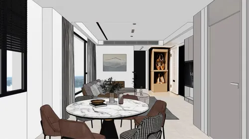 an apartment,shared apartment,dining room,kitchen design,apartment,modern kitchen interior,hallway space,modern room,3d rendering,kitchen interior,breakfast room,inverted cottage,interior design,kitchen-living room,interior modern design,sky apartment,contemporary decor,working space,apartment lounge,modern minimalist kitchen