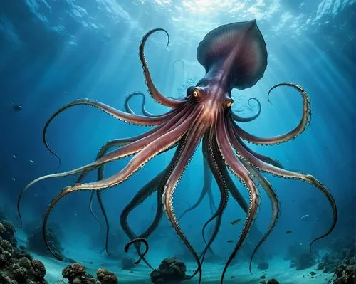 giant squid,cephalopod,octopus,octopus vector graphic,cnidaria,fun octopus,kraken,cephalopods,cnidarian,octopus tentacles,deep sea,under sea,pink octopus,squid game card,star anemone,squid,tentacles,anemone of the seas,sea animal,undersea,Conceptual Art,Fantasy,Fantasy 29