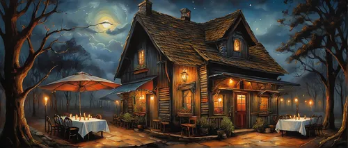 witch's house,witch house,halloween scene,the haunted house,haunted house,halloween travel trailer,the gingerbread house,halloween illustration,halloween poster,winter house,house in the forest,lonely house,halloween and horror,cottage,little house,gingerbread house,halloween background,halloween decoration,wooden house,halloween night,Illustration,Realistic Fantasy,Realistic Fantasy 34