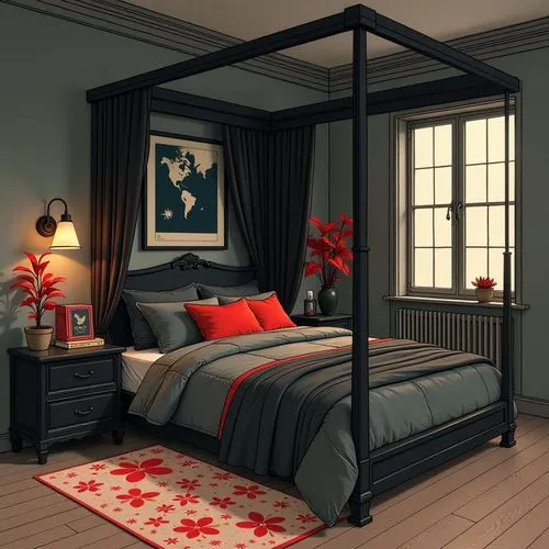 bedroom,chambre,headboards,headboard,guest room,danish room,Illustration,American Style,American Style 12