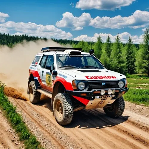 A rally vehicle parked a dirt road.,dakar rally,freelander,latvala,bouffier,sportage,bfgoodrich,offroad,hirvonen,xterra,off road,hilux,vatanen,elfyn,crosscountry,ralli,subaru rex,tmx,aprc,meeke,off ro