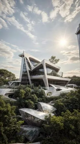 futuristic architecture,futuristic art museum,arcology,futuristic landscape,safdie,kaist,snohetta,sky space concept,solar cell base,zhangzhou,morphosis,yonsei,biospheres,jiangzhou,pangyo,hangzhou,bjarke,asian architecture,hankyoreh,hongdan center