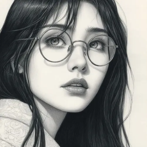 digital painting,girl drawing,girl portrait,study,graphite,suzy,Illustration,Black and White,Black and White 13