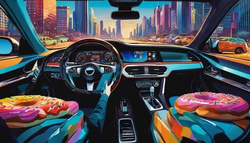 donut illustration,donut drawing,doughnuts,donuts,3d car wallpaper,mercedes interior,donut,automotive decor,fast-food,bmwi3,drive,80s,doughnut,drive through,ufo interior,interiors,drive in restaurant,e31,car interior,futuristic landscape,Conceptual Art,Oil color,Oil Color 24