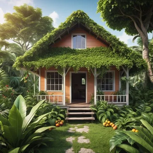 tropical house,summer cottage,little house,small house,dreamhouse,house in the forest,florida home,home landscape,cottage,bungalow,forest house,bungalows,country cottage,miniature house,grass roof,greenhut,wooden house,beautiful home,thatched cottage,danish house,Photography,General,Realistic