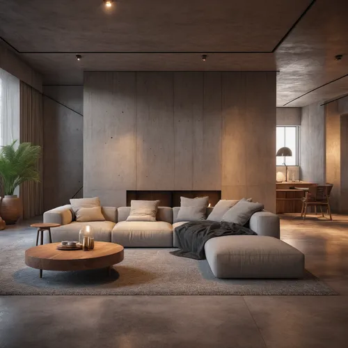 modern living room,apartment lounge,living room,livingroom,concrete ceiling,interior modern design,loft,exposed concrete,modern decor,sitting room,interior design,contemporary decor,penthouse apartment,an apartment,soft furniture,apartment,modern room,3d rendering,shared apartment,family room,Photography,General,Realistic