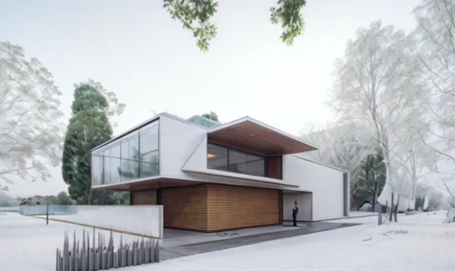 winter house,timber house,3d rendering,cubic house,modern house,snow house,wooden house,snow roof,residential house,render,danish house,dunes house,archidaily,inverted cottage,eco-construction,snowhot