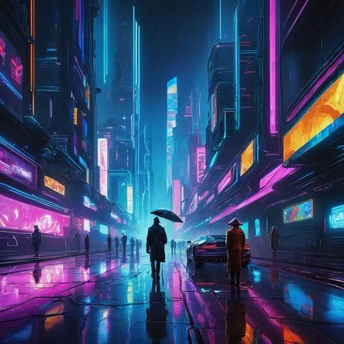 cyberpunk,futuristic landscape,futuristic,shinjuku,cityscape,tokyo city,tokyo,metropolis,colorful city,pedestrian,neon arrows,shanghai,vapor,hong kong,taipei,dystopian,fantasy city,walking in the rain,ultraviolet,urban,Art,Artistic Painting,Artistic Painting 36