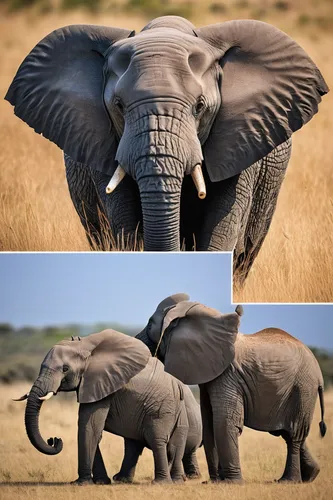 The New Big Five animals chosen by wildlife lovers around the world have been revealed (New Big 5/PA),african elephants,african elephant,african bush elephant,cartoon elephants,elephants,elephants and