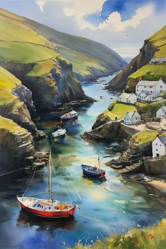 solva,boscastle,polperro,portsoy,portree,faroe,Illustration,Paper based,Paper Based 11