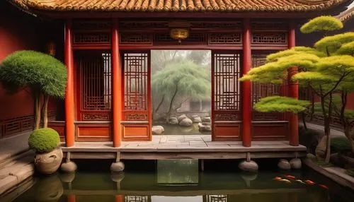 qingcheng,qibao,suzhou,sanshui,shuozhou,asian architecture,chaozhou,chengdu,hyang garden,tongli,haiyuan,guojie,fengshui,wuzhen,hangzhou,koi pond,yonghai,wuyuan,guoyuan,pengshui,Art,Classical Oil Painting,Classical Oil Painting 20