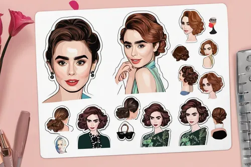 cosmetic brush,fashion illustration,scrapbook clip art,icon set,fashion vector,hair shear,chignon,artificial hair integrations,watercolor women accessory,illustrations,hairstyles,bunches of rowan,doll's facial features,hairstyle,adobe illustrator,vector graphics,layered hair,hair clips,illustrator,hairstyler,Unique,Design,Sticker