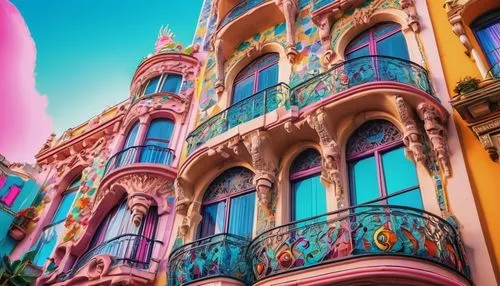 colorful facade,eurodisney,tokyo disneyland,disney world,walt disney world,disneyland park,tokyo disneysea,gaudi,disneyland paris,barcelona,beautiful buildings,malaga,seville,euro disney,colorful city,espagne,barcellona,shanghai disney,disney castle,wdw,Conceptual Art,Sci-Fi,Sci-Fi 28