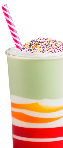 Bobatea, transparent cup, colorful straws, creamy milk foam, iced tea, fruit syrup, sprinkles, cherry on top, close-up shot, shallow depth of field, vibrant colors, soft natural light, 3/4 composition