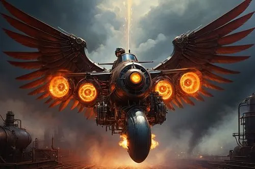 archangel,thunderbird,the archangel,flying machine,griffon bruxellois,afterburner,death angel,angels of the apocalypse,harley-davidson,steam icon,garuda,phoenix,airship,fire angel,harley davidson,air ship,pegasus,bird of prey,airships,sci fiction illustration,Conceptual Art,Fantasy,Fantasy 28