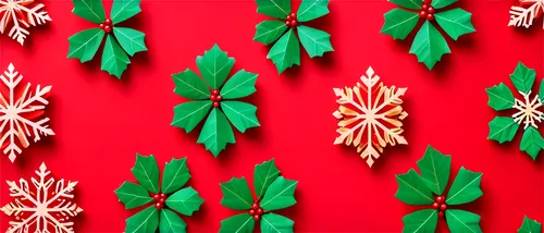 High-resolution Christmas wrapping paper, festive red and green stripes, golden snowflakes, shiny ribbons, intricate holly patterns, glossy finish, 4K resolution, macro photography, detailed textures,