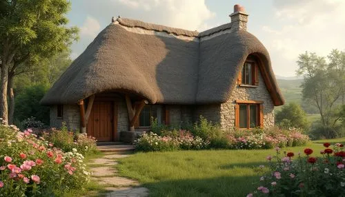 thatched cottage,country cottage,summer cottage,cottage,traditional house,cottage garden,little house,wooden house,small house,render,thatched,home landscape,thatch roof,3d rendering,beautiful home,3d rendered,country house,cottages,small cabin,3d render,Photography,General,Realistic