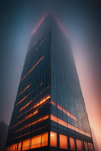 Modern dsgw architecture, futuristic skyscraper, sleek lines, metallic materials, glass façade, neon lights, cityscape, urban jungle, sunset, warm orange lighting, low-angle shot, dramatic composition