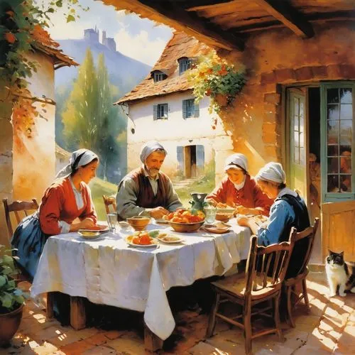 hildebrandt,leittafel,bavarian dinner,almsgiving,meinhardiner,autumn idyll,hallstatt,dossi,trattoria,swiss fondue,tiroler,alpine restaurant,idyll,trattorias,scheffau,lachapelle,zuercher,ravensburger,salzburger,breakfast table,Conceptual Art,Oil color,Oil Color 03