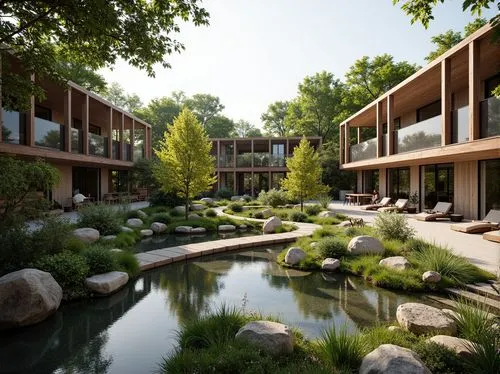 fallingwater,cohousing,oakbrook,ecovillage,leawood,creekside,streamwood,netherwood,ecovillages,landscaped,residential,greenspring,apartment complex,zen garden,riverstone,courtyards,southlake,amanresorts,riverwoods,sunnybrook