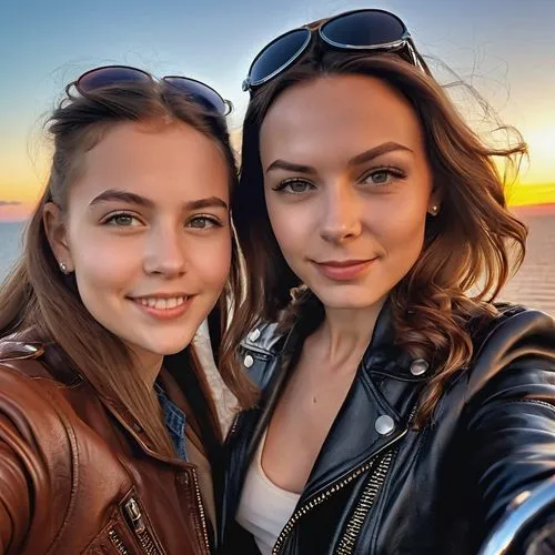 leather jacket,sisters,mom and daughter,two girls,angels,zella,Photography,General,Realistic