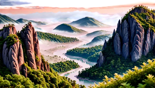 mountainous landscape,huangshan,mountain landscape,mountain scene,zhangjiagang,huangshan mountains,zhangjiajie,fantasy landscape,landscape background,futuristic landscape,mountain valleys,karst landscape,wuyi,mountain world,yellow mountains,hushan,mountains,high mountains,japanese mountains,high landscape,Unique,Paper Cuts,Paper Cuts 09