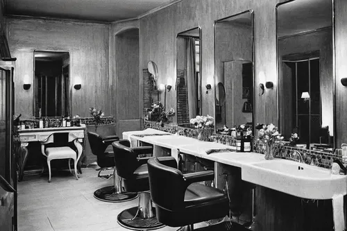 salon,beauty room,barber shop,dressing table,art deco,barbershop,hairdressing,1920s,beauty salon,washroom,the long-hair cutter,art deco frame,1940s,parlour,1929,1950s,cosmetics counter,1926,1925,treatment room,Conceptual Art,Sci-Fi,Sci-Fi 18