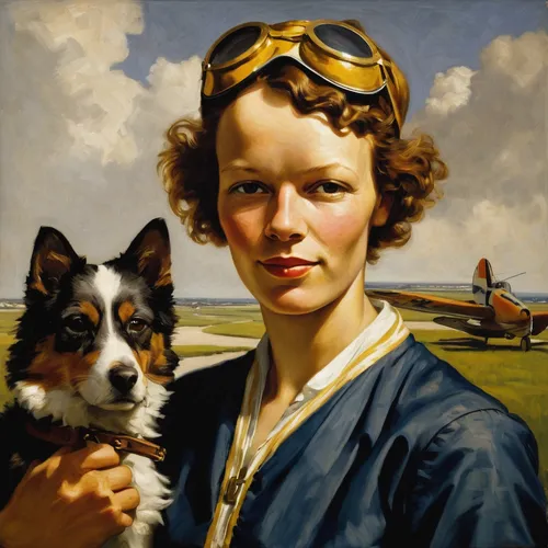 Amelia Earhart was an early member of the society and the recipient of its first ever gold medal.,girl with dog,1940 women,working terrier,lancashire heeler,collie,terrier,legerhond,boy and dog,spanie