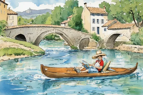 l'isle-sur-la-sorgue,gondola,gondolier,colmar,source de la sorgue,york boat,bamberg,watercolor shops,moret-sur-loing,canoe,the blonde in the river,girl on the river,row boat,limmat,rowboats,canoeing,provence,tübingen,dordogne,thun,Illustration,Abstract Fantasy,Abstract Fantasy 23