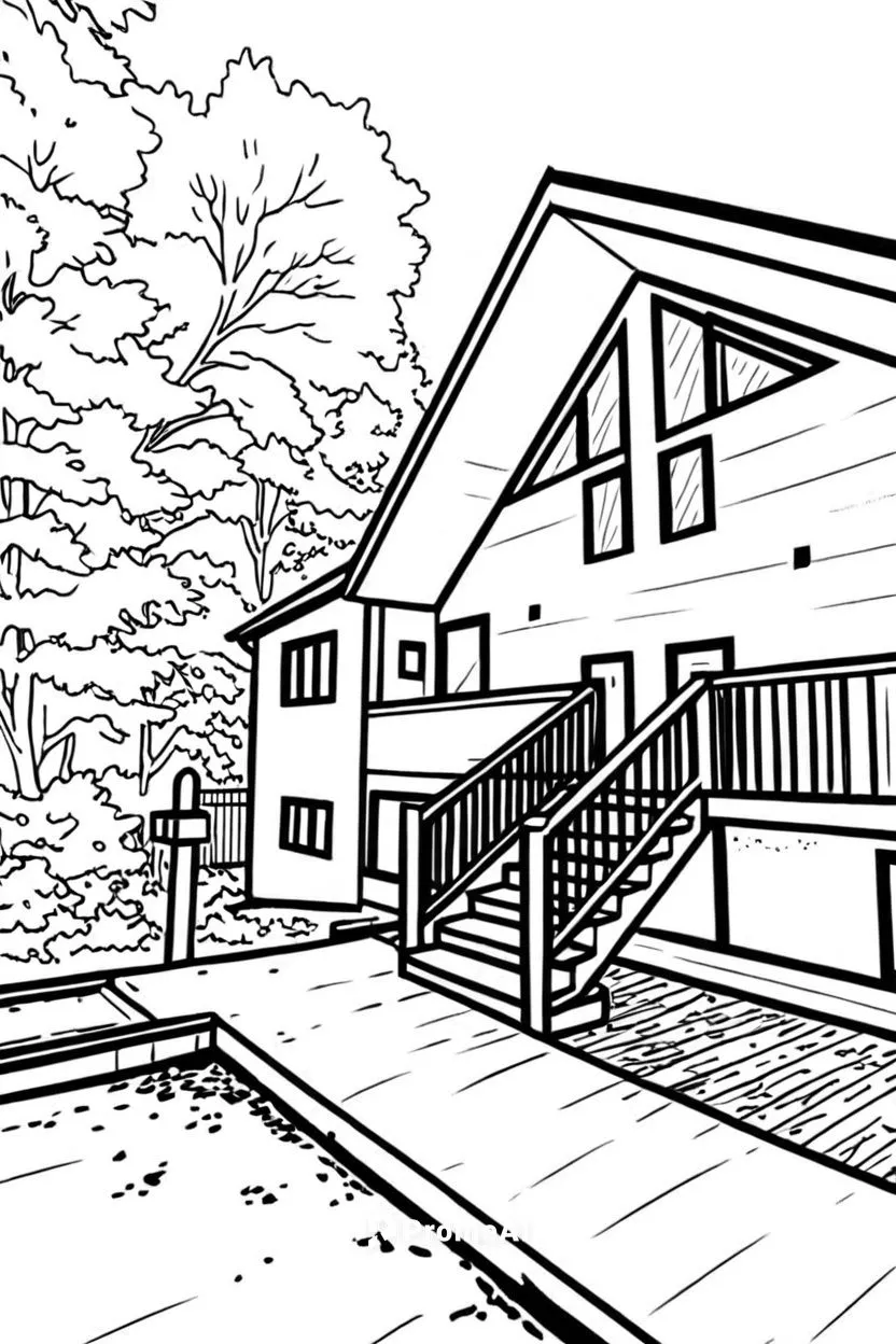 a drawing of a home on the water,sketchup,houses clipart,coloring page,mono-line line art,coloring pages,house drawing,Design Sketch,Design Sketch,Rough Outline