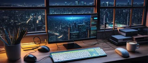 computer screen,modern office,computer monitor,the computer screen,computer workstation,blur office background,computer room,tablet computer,apple desk,windows wallpaper,desk,desk lamp,computable,touchscreen,office desk,control center,cyberpunk,graphics tablet,computer system,consoles,Illustration,Japanese style,Japanese Style 15