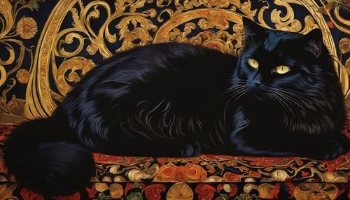 tretchikoff,enthroned,rousseau,botero,black cat,melanistic,cascabel,hildebrandt,bulgakov,throne,berlioz,british longhair cat,czar,blacksad,the throne,emperor,duchesse,melanism,jalpa,odalisque,Art,Classical Oil Painting,Classical Oil Painting 30