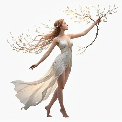 dryad,spring equinox,star magnolia,faerie,the snow queen,birch tree illustration,tilia,fairy queen,ballerina in the woods,fae,faery,white rose snow queen,treeing feist,birch tree background,celtic woman,virgo,the enchantress,the zodiac sign pisces,flower fairy,aphrodite,Illustration,Realistic Fantasy,Realistic Fantasy 01