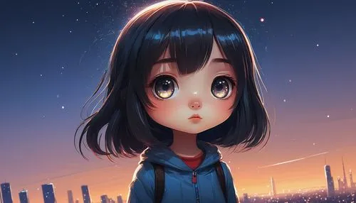 worried girl,anime cartoon,2d,anime 3d,anime girl,dusk background,himuto,anime,starry sky,portrait background,maimi fl,nico,child girl,mako,japanese sakura background,girl in a long,azusa nakano k-on,sakura background,piko,cyan,Conceptual Art,Sci-Fi,Sci-Fi 07