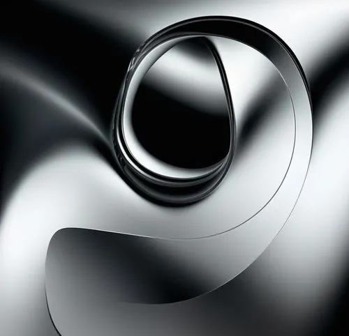 流畅的线条，高品质，商务感,a silver abstract background with wavy shapes,abstract eye,rifling,ball bearing,robot eye,torus,anisotropic