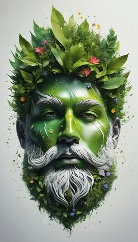 beard flower,green wreath,waldmeister,forest man,digital illustration,natura,mother earth,pachamama,world digital painting,head of lettuce,fantasy portrait,digital art,dryad,digital painting,forest king lion,ecological,basil,scandia gnome,anahata,druid,Photography,Artistic Photography,Artistic Photography 11