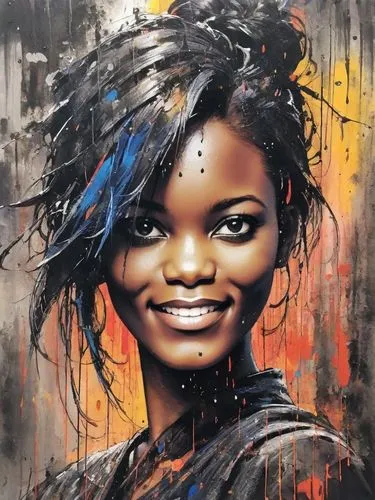 graffiti art,streetart,african art,urban street art,street artist,african woman,bjork,street art,oil painting on canvas,art painting,graffiti,urban art,a girl's smile,grafitti,black woman,artist,girl portrait,benin,african american woman,painting technique,Digital Art,Ink Drawing