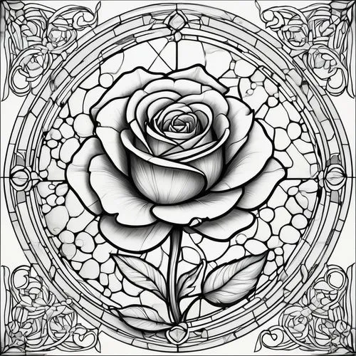 rose flower illustration,roses pattern,rose flower drawing,bicolored rose,rose png,frame rose,Illustration,Black and White,Black and White 08